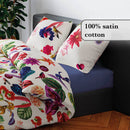 Jardin Tropical - Drap-Housse Satin De Coton Uni Bleu