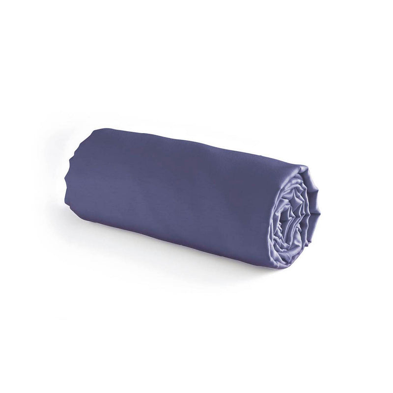 Jardin Tropical - Drap-Housse Satin De Coton Uni Bleu
