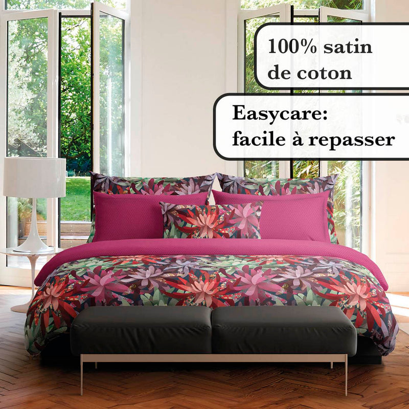 Fleurs Psychédéliques - Drap Plat Satin De Coton Garden Micro Baie Sauvage