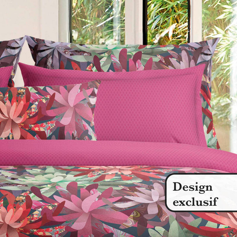 Fleurs Psychédéliques - Drap Plat Satin De Coton Garden Micro Baie Sauvage