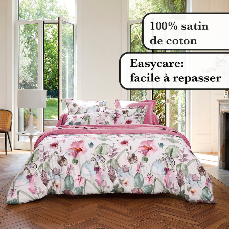 Exotique - Taie De Traversin Satin De Coton Exotique Framboise