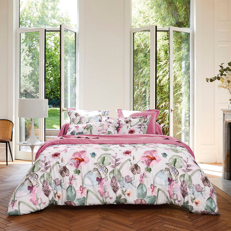Exotique - Drap Plat Satin De Coton Garden Micro Framboise