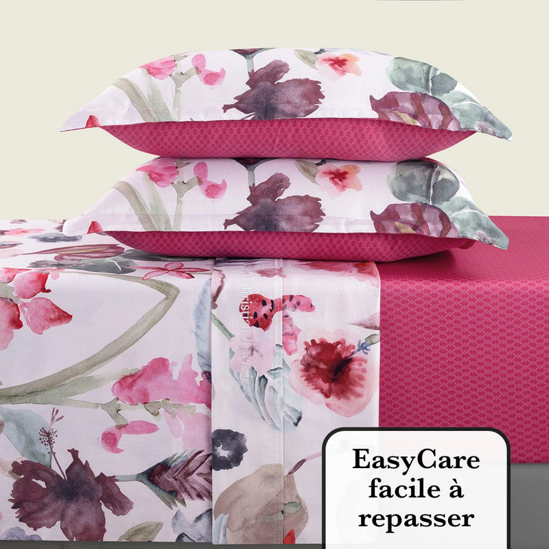 Exotique - Ensemble De Draps Satin De Coton Exotique Framboise