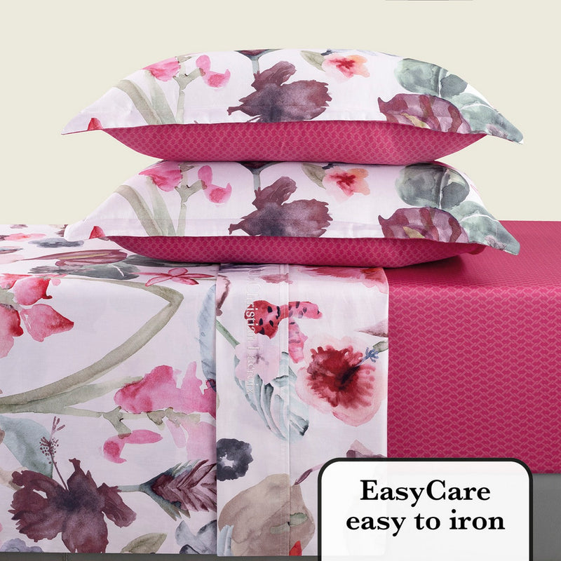 Exotique - Ensemble De Draps Satin De Coton Exotique Framboise
