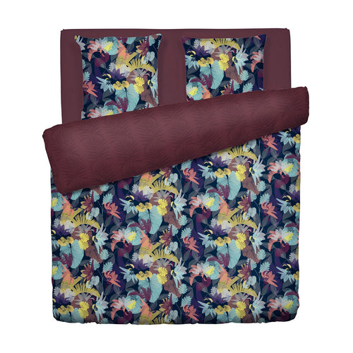 Tanzanie - Housse De Couette + Taie(s) D'Oreiller Satin De Coton Tanzanie Prune