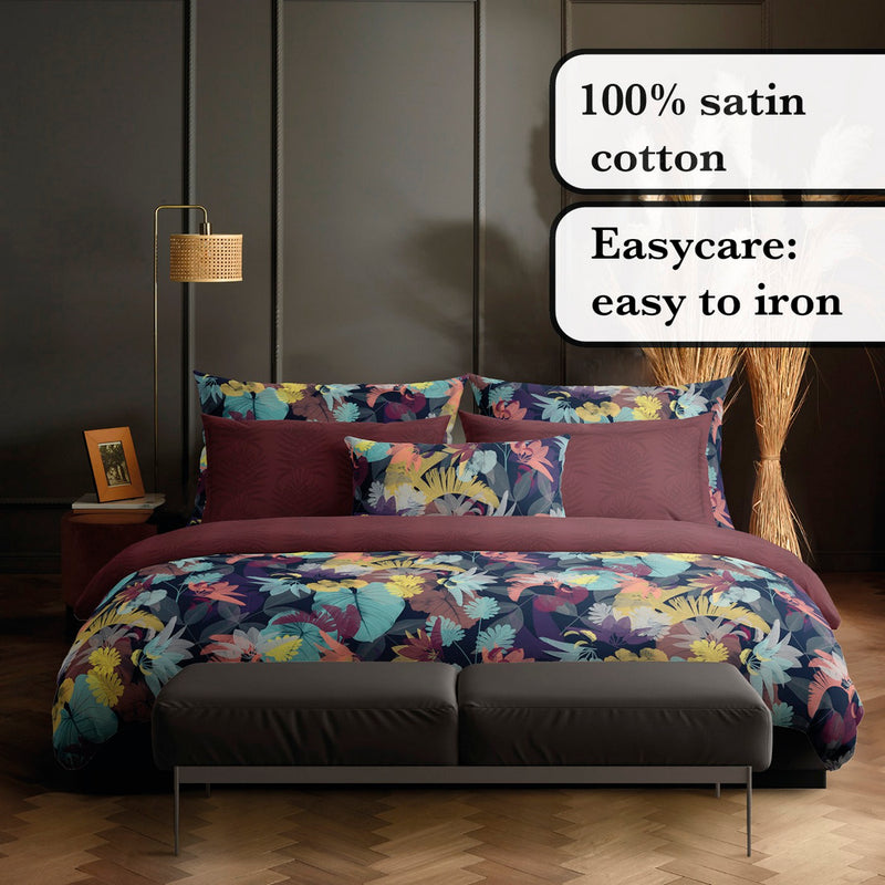 Tanzanie - Housse De Couette + Taie(s) D'Oreiller Satin De Coton Tanzanie Prune
