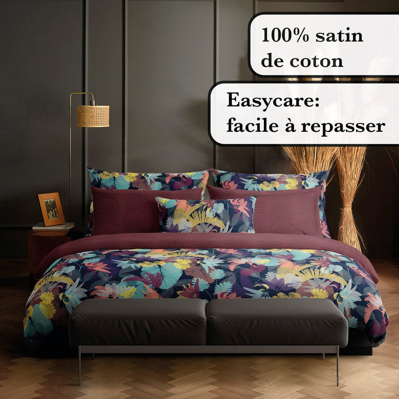 Tanzanie - Set De 2 Taies D'Oreiller Satin De Coton Tanzanie Prune
