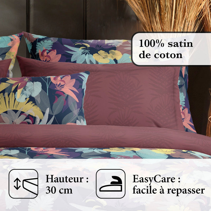 Areca - Drap-Housse Satin De Coton Areca Prune