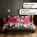 Collage - Housse De Couette + Taie(s) D'Oreiller Satin De Coton Collage Baie Sauvage
