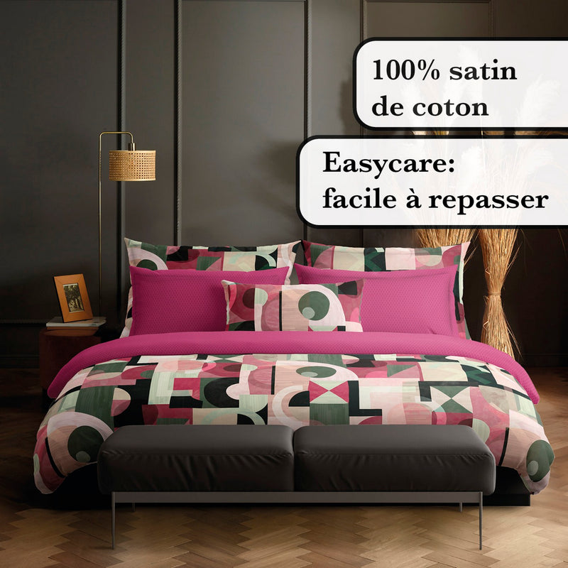Collage - Housse De Couette + Taie(s) D'Oreiller Satin De Coton Collage Baie Sauvage