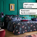 Hirondelles - Housse De Couette + Taie(s) D'Oreiller Satin De Coton Hirondelles Bleu
