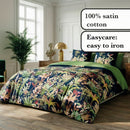 Miami - Housse De Couette + Taie(s) D'Oreiller Satin De Coton Miami Bleu Foncé