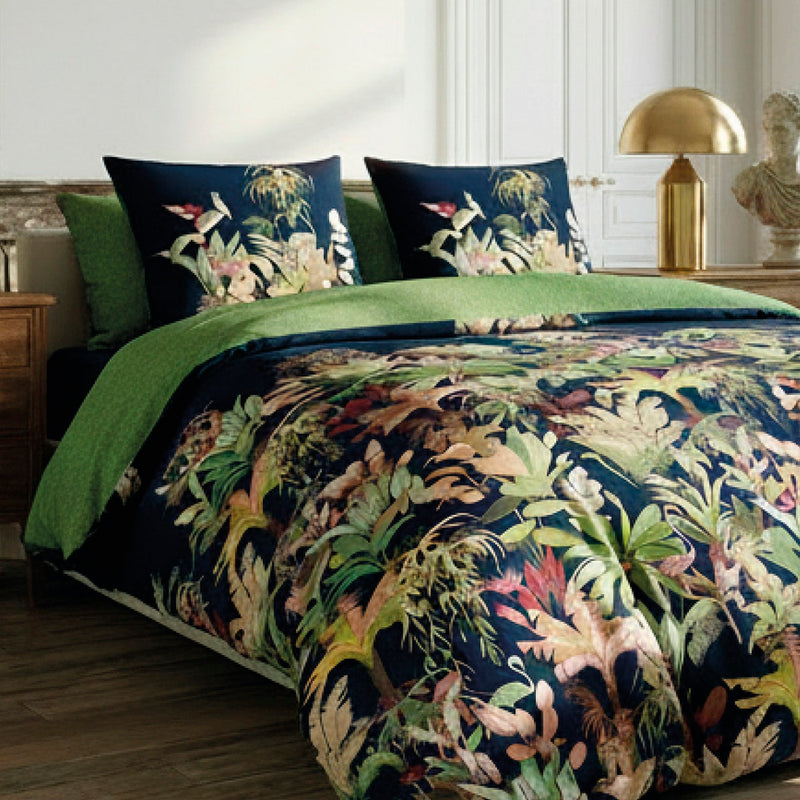 Miami - Set De 2 Taies D'Oreiller Satin De Coton Miami Bleu Foncé