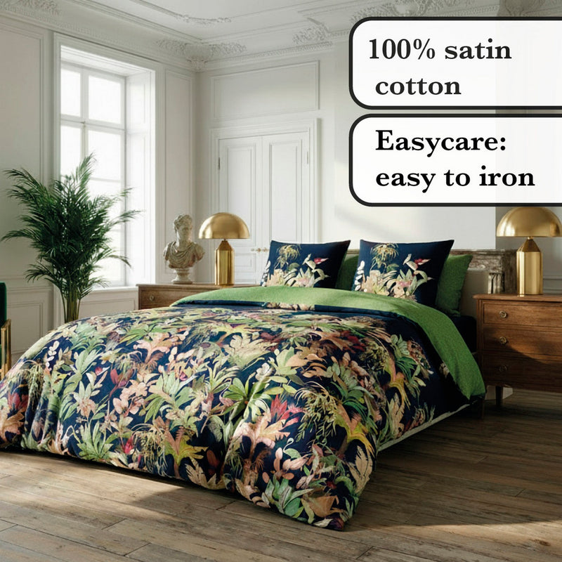 Miami - Set De 2 Taies D'Oreiller Satin De Coton Miami Bleu Foncé
