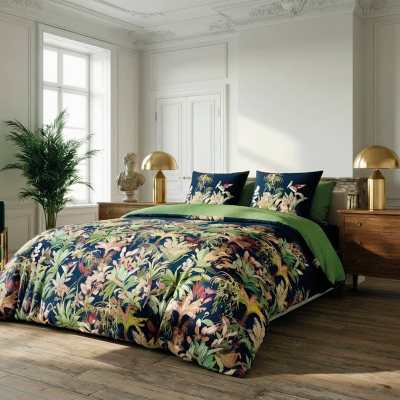 Miami - Set De 2 Taies D'Oreiller Satin De Coton Miami Bleu Foncé