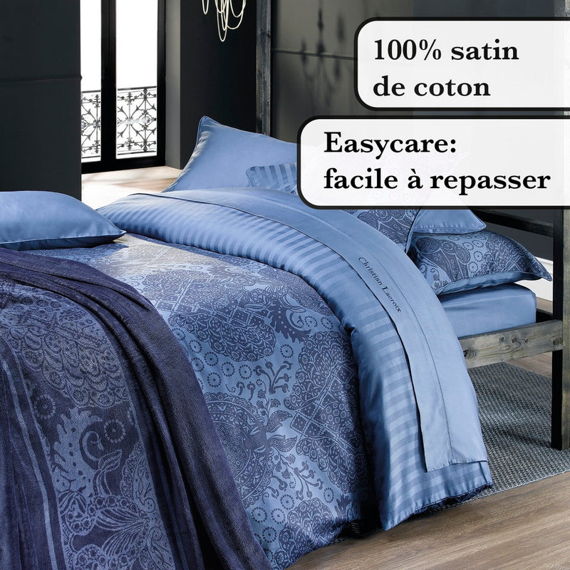 Arles - Set De 2 Taies D'Oreiller Satin De Coton Arles Bleu
