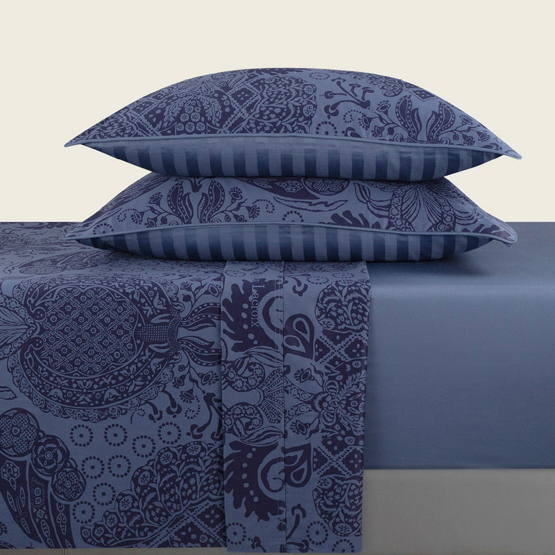 Arles - Ensemble De Draps Satin De Coton Arles Bleu