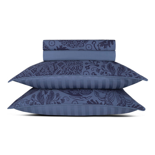Arles - Ensemble De Draps Satin De Coton Arles Bleu