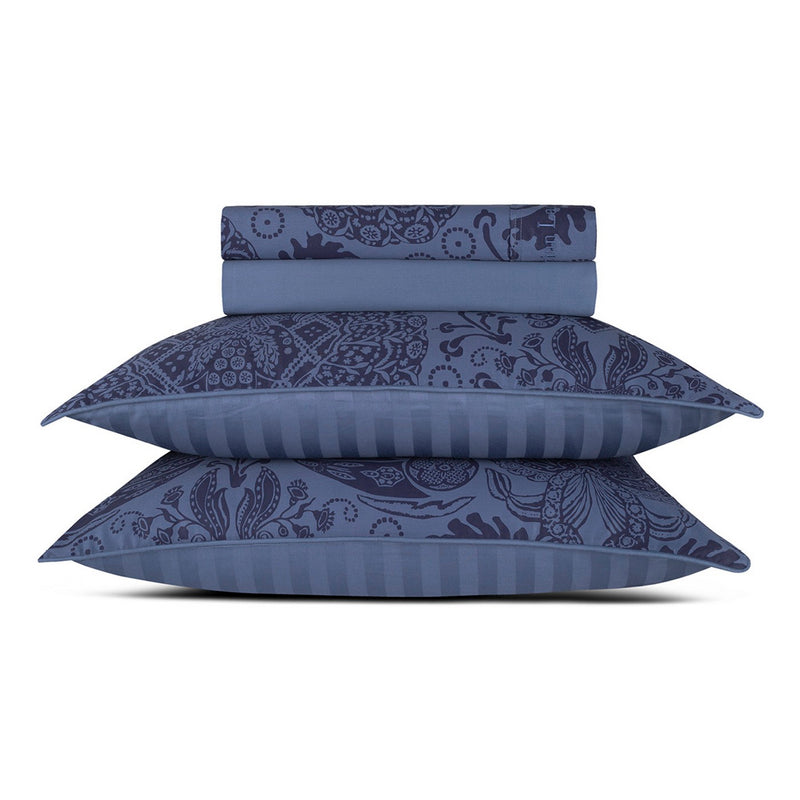 Arles - Ensemble De Draps Satin De Coton Arles Bleu