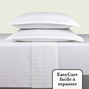 Jacquard - Ensemble De Draps Satin De Coton Rayure Tissé Dobby Blanc