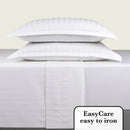 Jacquard - Ensemble De Draps Satin De Coton Rayure Tissé Dobby Blanc