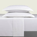 Jacquard - Ensemble De Draps Satin De Coton Rayure Tissé Dobby Blanc