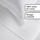 Jacquard - Ensemble De Draps Satin De Coton Rayure Tissé Dobby Blanc