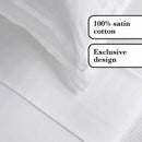 Jacquard - Ensemble De Draps Satin De Coton Rayure Tissé Dobby Blanc