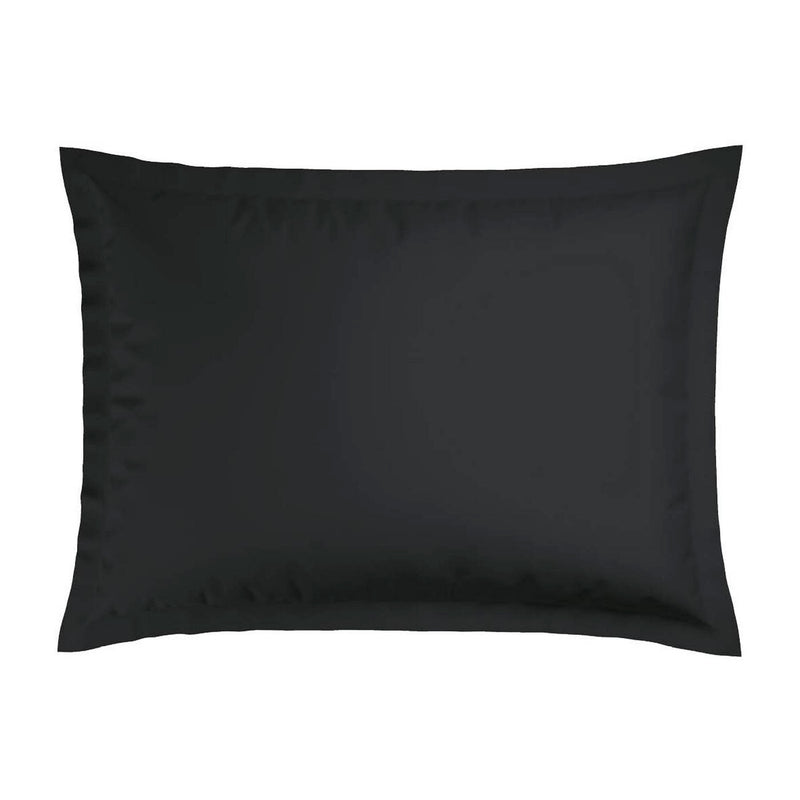 Jacquard - Set De 2 Taies D'Oreiller Satin De Coton Rayure Tissé Dobby Noir