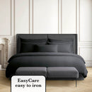 Jacquard - Set De 2 Taies D'Oreiller Satin De Coton Rayure Tissé Dobby Noir