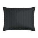 Jacquard - Set De 2 Taies D'Oreiller Satin De Coton Rayure Tissé Dobby Noir