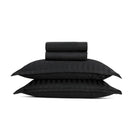 Jacquard - Ensemble De Draps Satin De Coton Rayure Tissé Dobby Noir