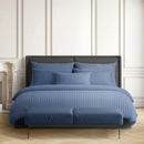 Jacquard - Drap Plat Satin De Coton Rayure Tissé Dobby Blue