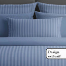 Jacquard - Drap Plat Satin De Coton Rayure Tissé Dobby Blue