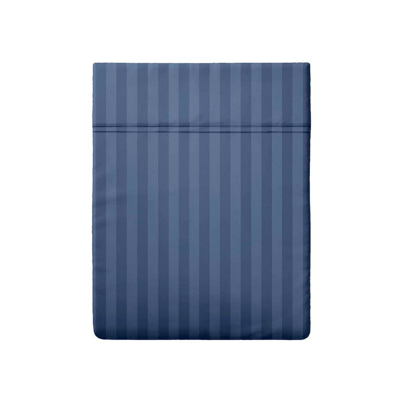 Jacquard - Drap Plat Satin De Coton Rayure Tissé Dobby Blue