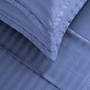 Jacquard - Ensemble De Draps Satin De Coton Rayure Tissé Dobby Blue
