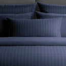 Jacquard - Drap Plat Satin De Coton Rayure Tissé Dobby Bleu Foncé
