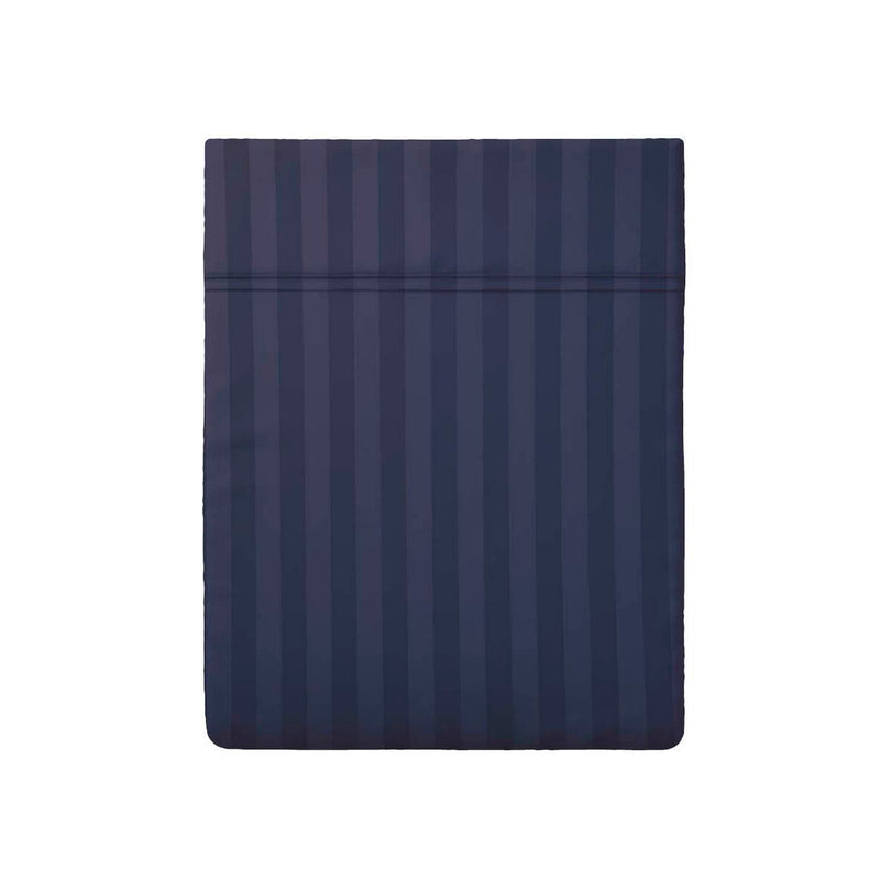 Jacquard - Drap Plat Satin De Coton Rayure Tissé Dobby Bleu Foncé