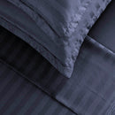 Jacquard - Ensemble De Draps Satin De Coton Rayure Tissé Dobby Bleu Foncé