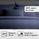 Uni - Drap-Housse Satin De Coton Uni Bleu 11