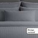 Jacquard - Drap Plat Satin De Coton Rayure Tissé Dobby Gris Foncé