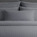 Jacquard - Drap Plat Satin De Coton Rayure Tissé Dobby Gris Foncé
