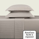 Jacquard - Ensemble De Draps Satin De Coton Rayure Tissé Dobby Taupe