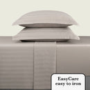 Jacquard - Ensemble De Draps Satin De Coton Rayure Tissé Dobby Taupe