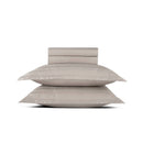 Jacquard - Ensemble De Draps Satin De Coton Rayure Tissé Dobby Taupe