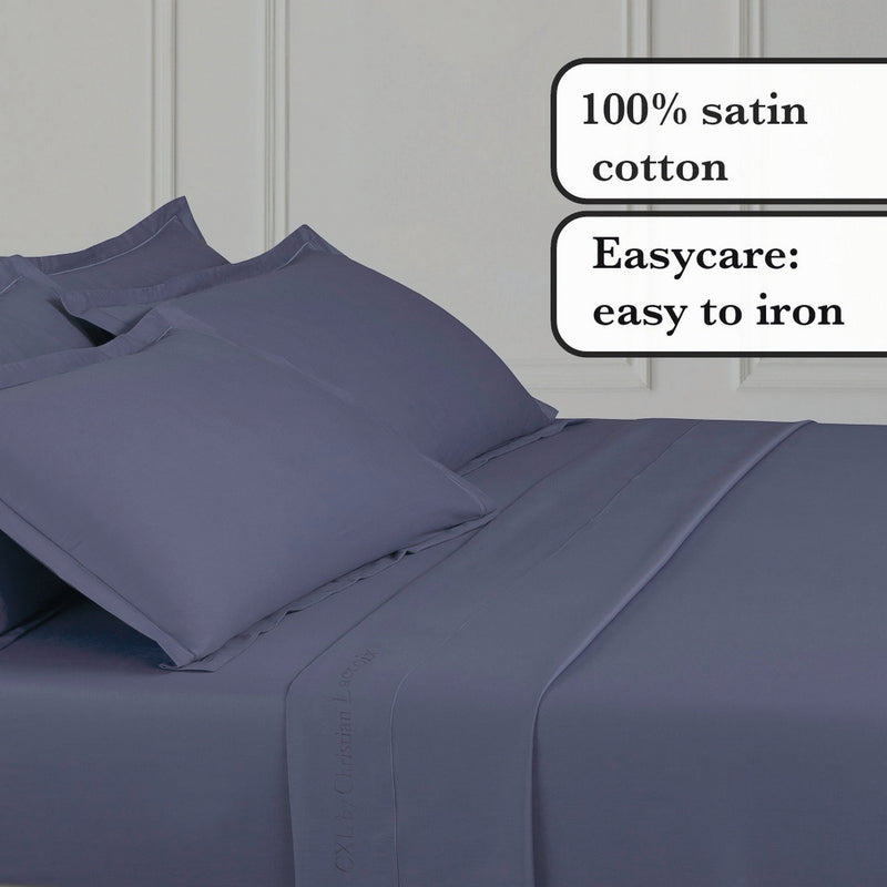 Uni 1 Baratta - Drap Plat Satin De Coton Uni 1 Baratta Bleu 06
