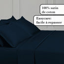 Uni 1 Baratta - Drap Plat Satin De Coton Uni 1 Baratta Bleu 11