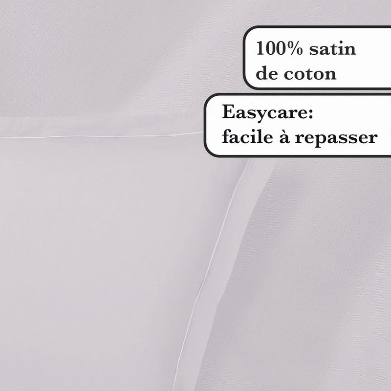 Uni 1 Baratta - Taie D'Oreiller Satin De Coton Uni 1 Baratta Gris 01