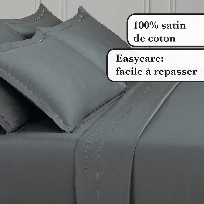 Uni 1 Baratta - Drap Plat Satin De Coton Uni 1 Baratta Gris 02