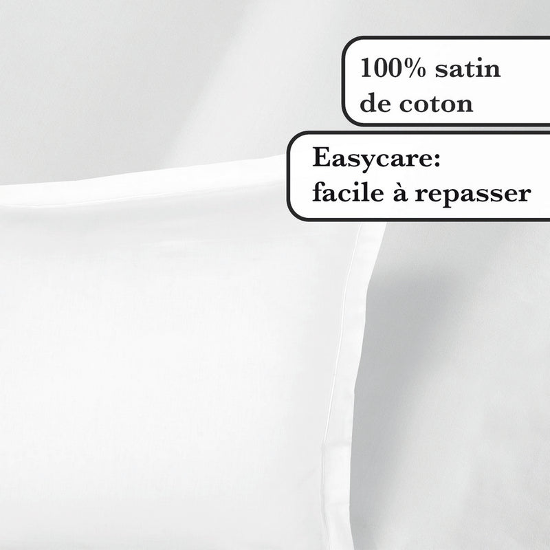 Uni 1 Baratta - Taie D'Oreiller Satin De Coton Uni 1 Baratta Blanc 01